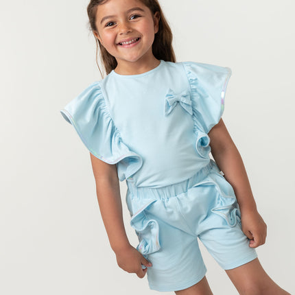 Sky Blue Ruffle Short Set