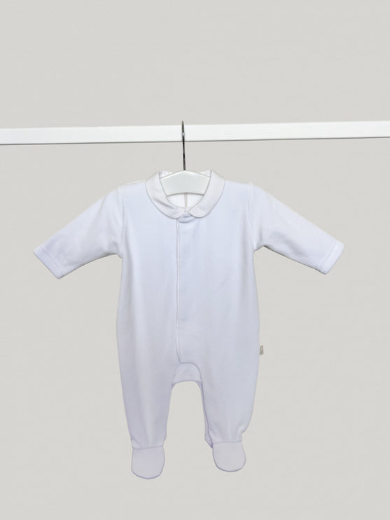 Velour White Angel Babygrow