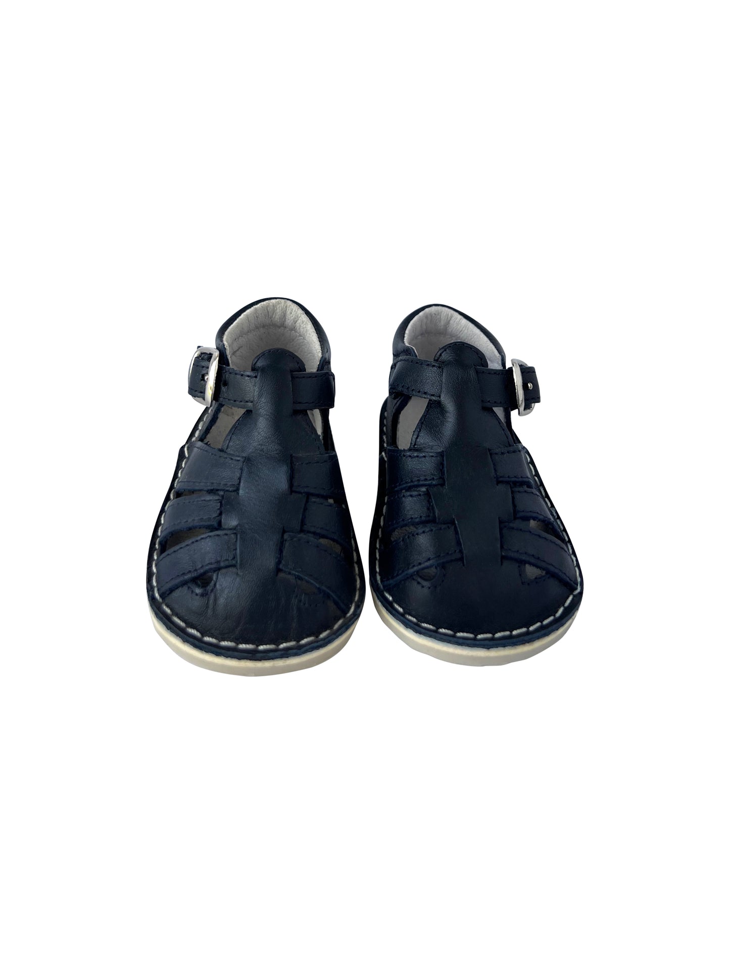 Little Leather Navy Sandals