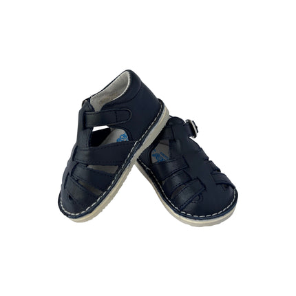 Little Leather Navy Sandals