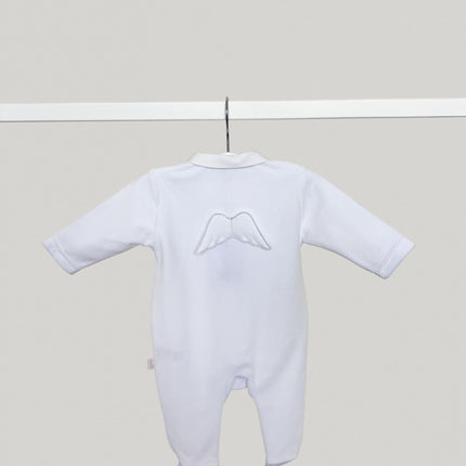 Velour White Angel Babygrow