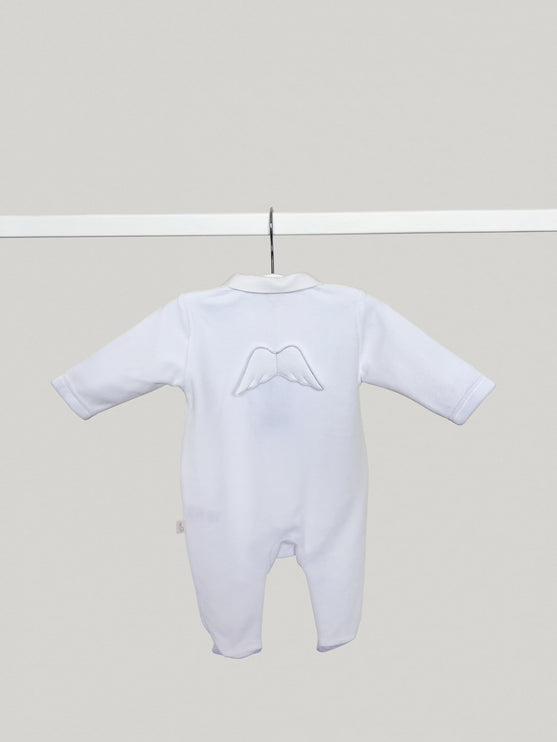 Velour White Angel Babygrow