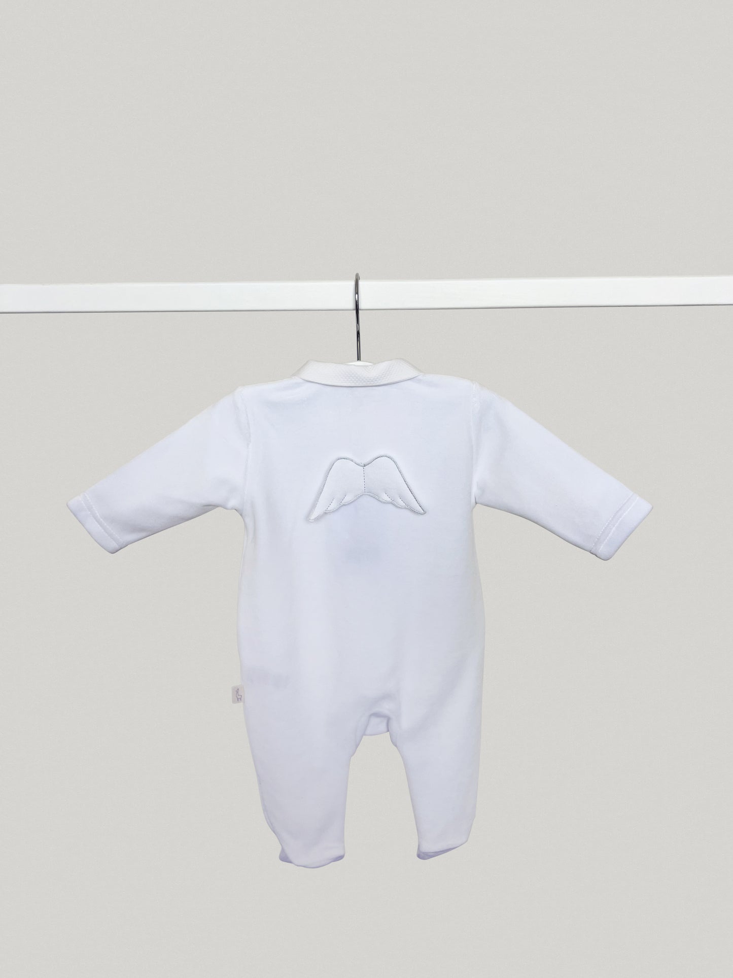 Velour White Angel Babygrow