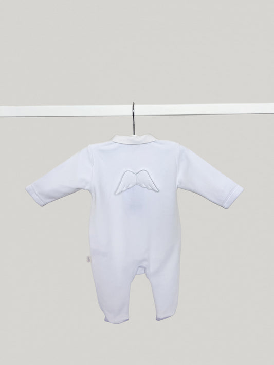 Velour White Angel Babygrow