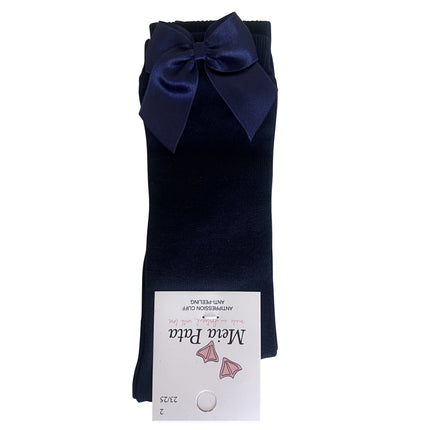 Navy Bow Knee High Sock