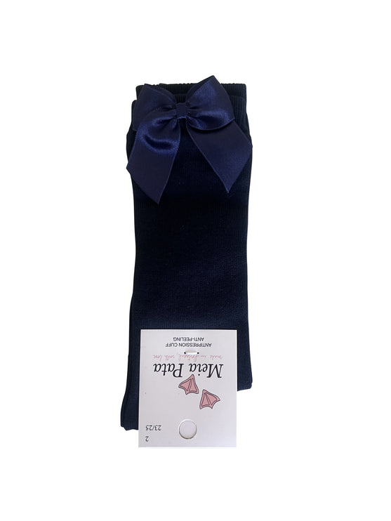 Navy Bow Knee High Sock